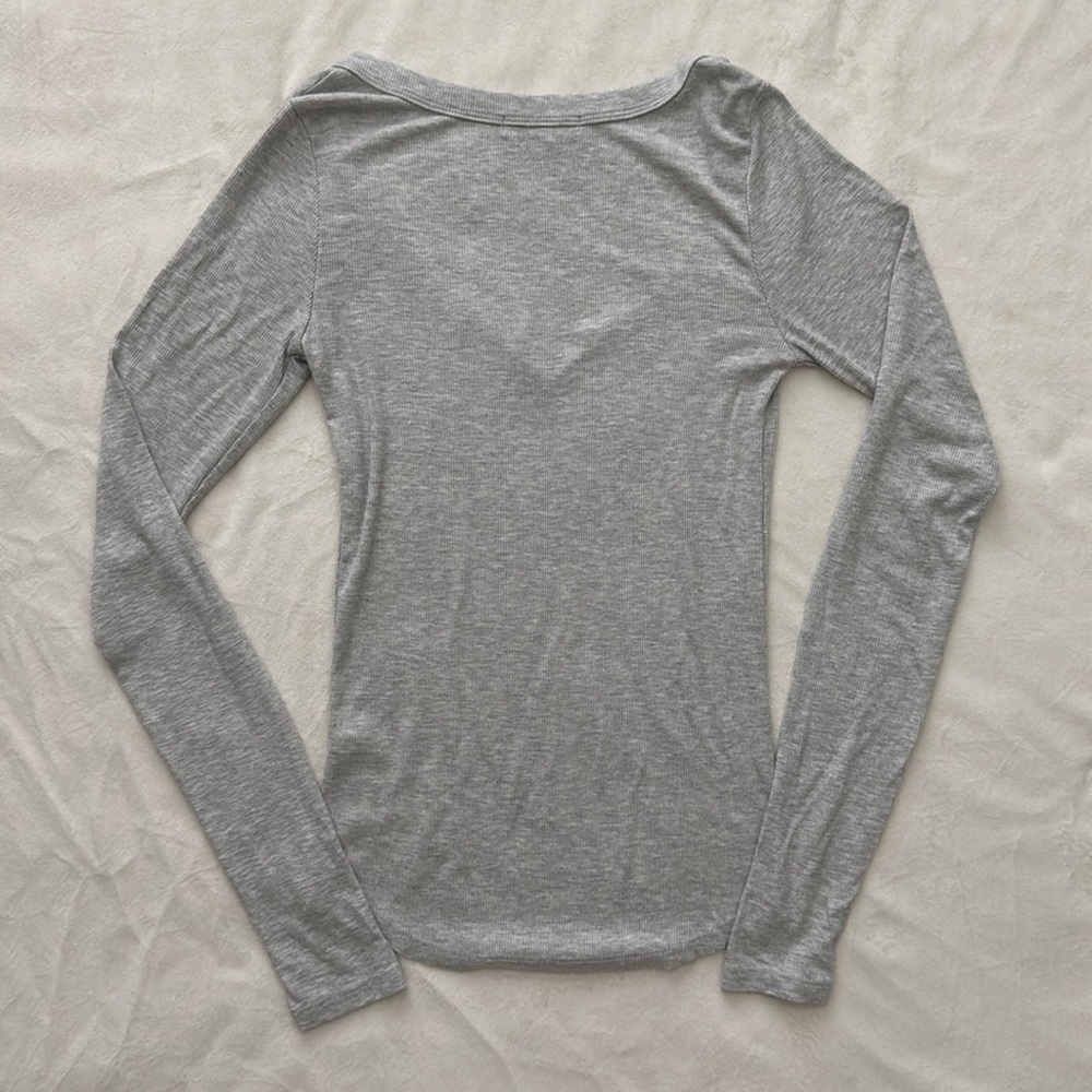 Joah Brown Henley Long Sleeve - Pearl Grey Rib - S/M - Picture 11 of 11